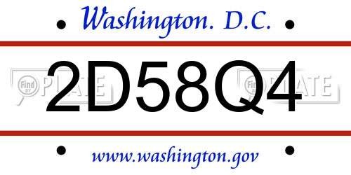 2D58Q4 District Of Columbia License Plate