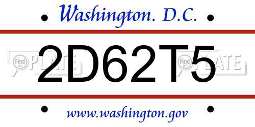 2D62T5 District Of Columbia License Plate