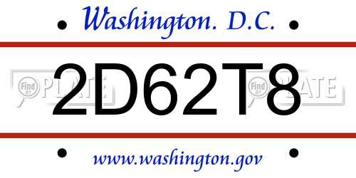 2D62T8 District Of Columbia License Plate