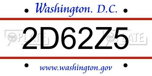 2D62Z5 District Of Columbia License Plate