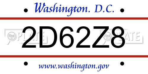 2D62Z8 District Of Columbia License Plate