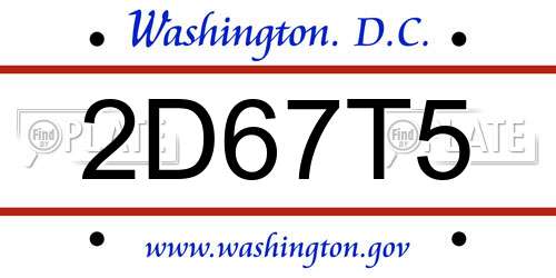 2D67T5 District Of Columbia License Plate