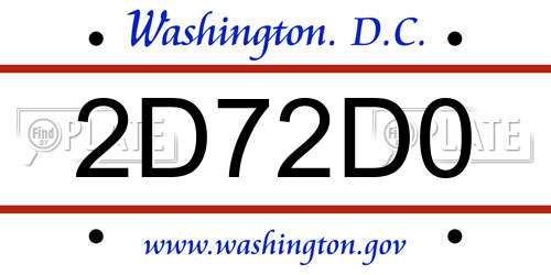 2D72D0 District Of Columbia License Plate