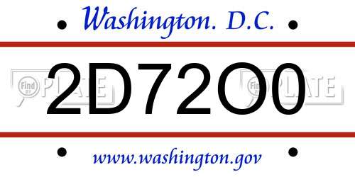 2D72O0 District Of Columbia License Plate