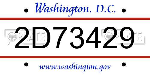 2D73429 District Of Columbia License Plate