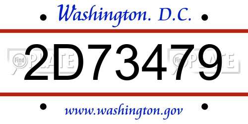 2D73479 District Of Columbia License Plate