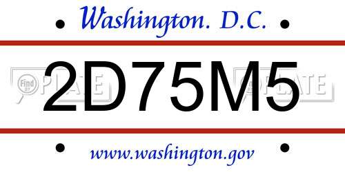 2D75M5 District Of Columbia License Plate