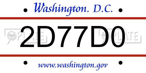 2D77D0 District Of Columbia License Plate