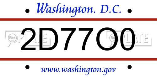 2D77O0 District Of Columbia License Plate