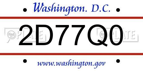 2D77Q0 District Of Columbia License Plate