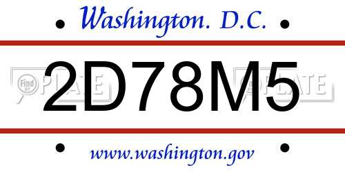 2D78M5 District Of Columbia License Plate