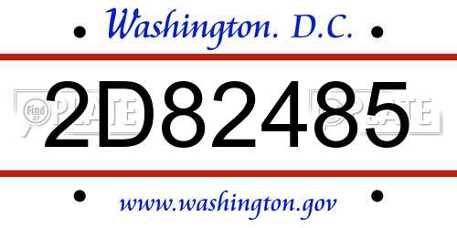 2D82485 District Of Columbia License Plate