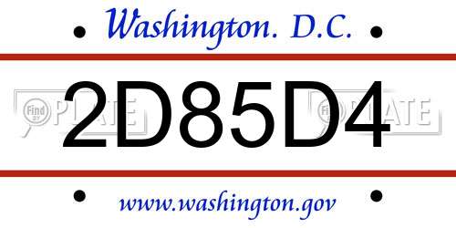 2D85D4 District Of Columbia License Plate