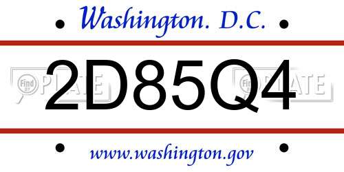 2D85Q4 District Of Columbia License Plate