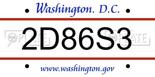 2D86S3 District Of Columbia License Plate