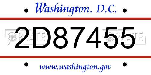 2D87455 District Of Columbia License Plate