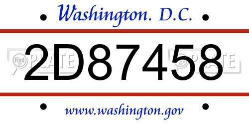 2D87458 District Of Columbia License Plate