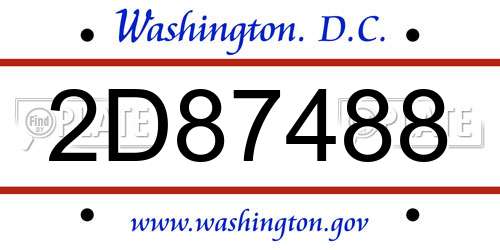2D87488 District Of Columbia License Plate