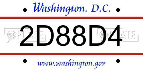 2D88D4 District Of Columbia License Plate