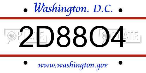 2D88O4 District Of Columbia License Plate
