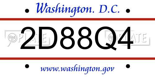 2D88Q4 District Of Columbia License Plate