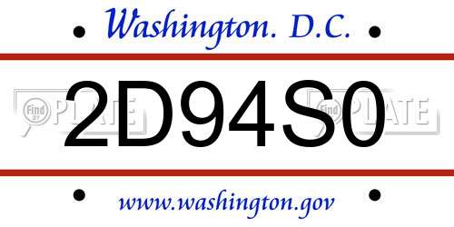 2D94S0 District Of Columbia License Plate