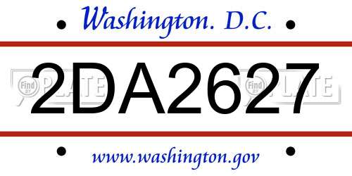 2DA2627 District Of Columbia License Plate