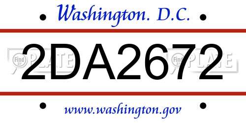 2DA2672 District Of Columbia License Plate
