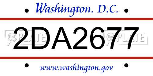 2DA2677 District Of Columbia License Plate