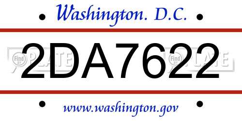 2DA7622 District Of Columbia License Plate