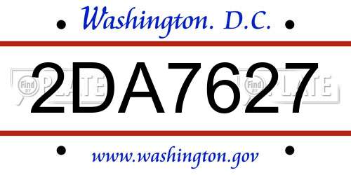 2DA7627 District Of Columbia License Plate