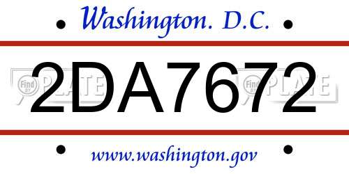 2DA7672 District Of Columbia License Plate