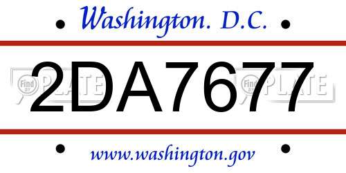 2DA7677 District Of Columbia License Plate