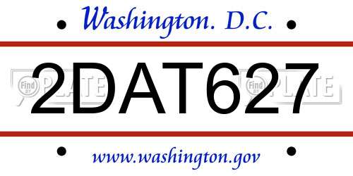 2DAT627 District Of Columbia License Plate