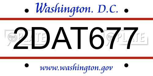 2DAT677 District Of Columbia License Plate