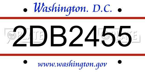 2DB2455 District Of Columbia License Plate