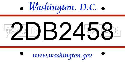 2DB2458 District Of Columbia License Plate