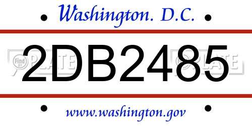 2DB2485 District Of Columbia License Plate
