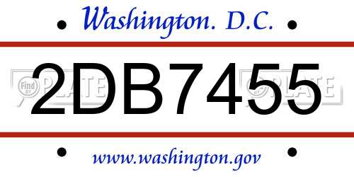 2DB7455 District Of Columbia License Plate