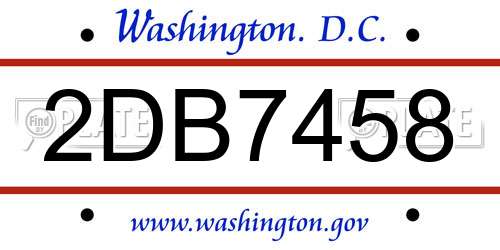 2DB7458 District Of Columbia License Plate