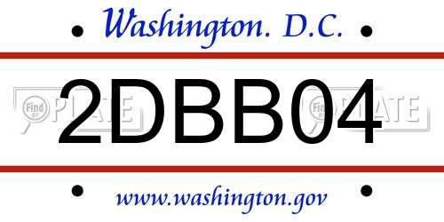 2DBB04 District Of Columbia License Plate