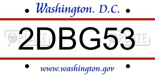 2DBG53 District Of Columbia License Plate