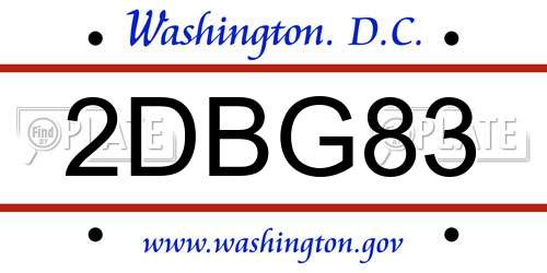 2DBG83 District Of Columbia License Plate