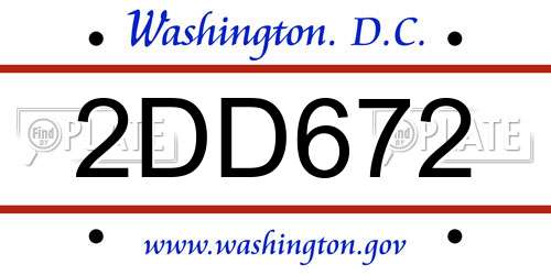 2DD672 District Of Columbia License Plate