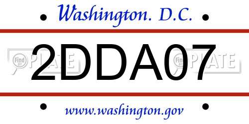 2DDA07 District Of Columbia License Plate