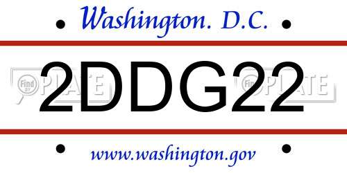 2DDG22 District Of Columbia License Plate
