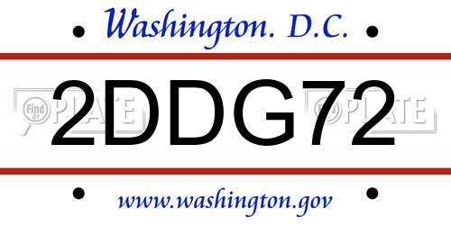 2DDG72 District Of Columbia License Plate