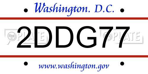 2DDG77 District Of Columbia License Plate