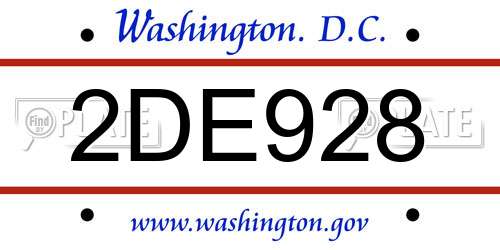 2DE928 District Of Columbia License Plate