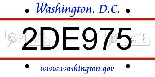 2DE975 District Of Columbia License Plate